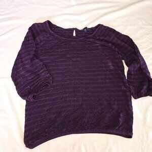 Gap Velvet Striped Top Small - Purple 3/4 Sleeve